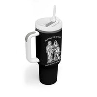 Funny Catholic Faith Humor Tumbler With Handle Hail Mary Full of Grace Punch the Devil in the Face