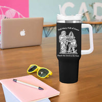 Funny Catholic Faith Humor Tumbler With Handle Hail Mary Full of Grace Punch the Devil in the Face