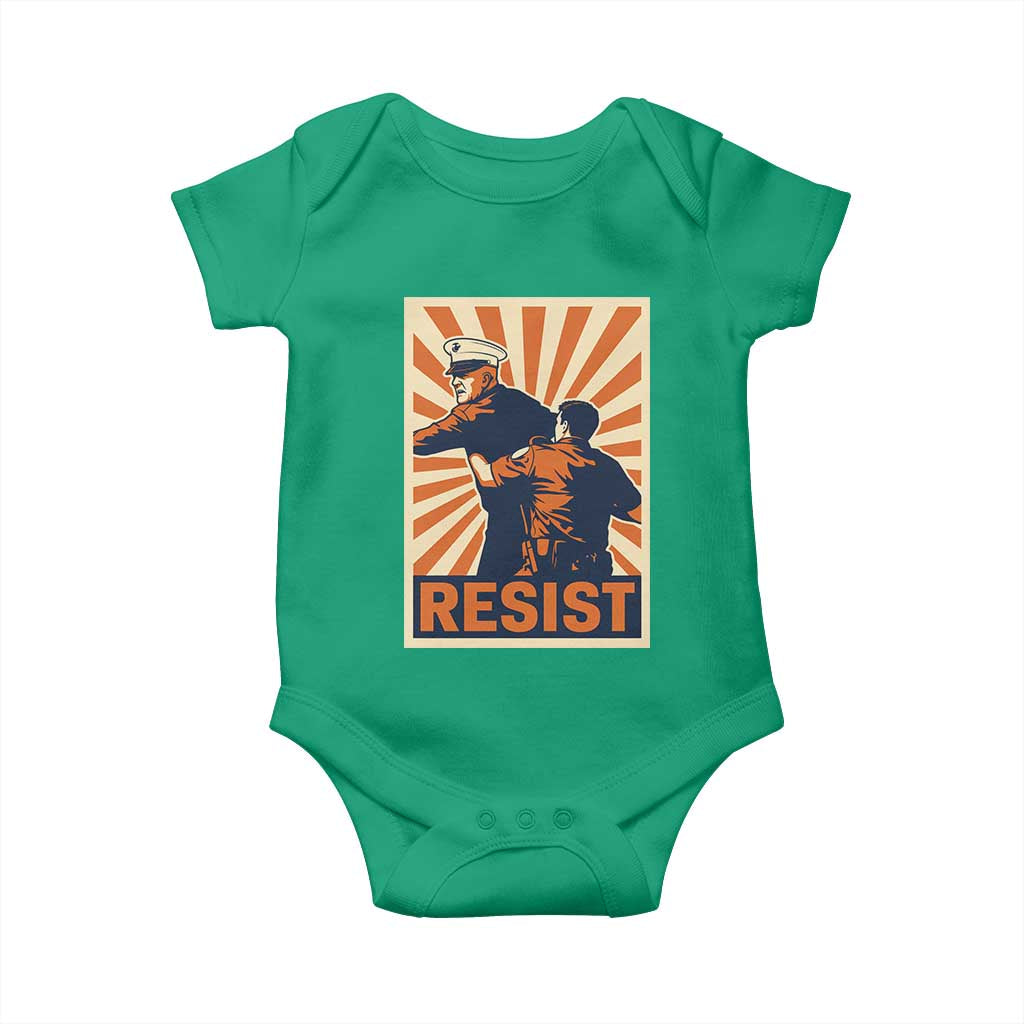Resist Marine Veteran Political Protest Baby Onesie America First Anti War