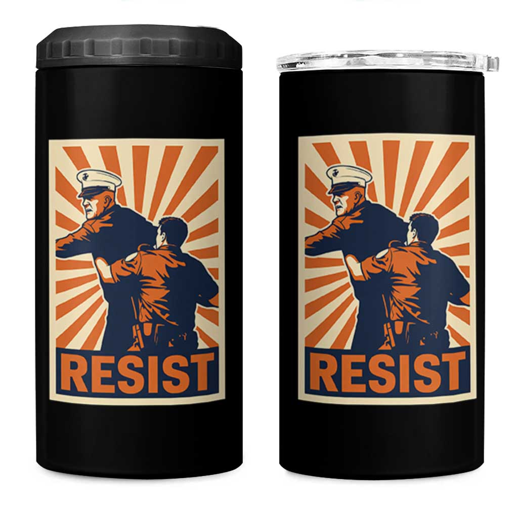 Resist Marine Veteran Political Protest 4 in 1 Can Cooler Tumbler America First Anti War