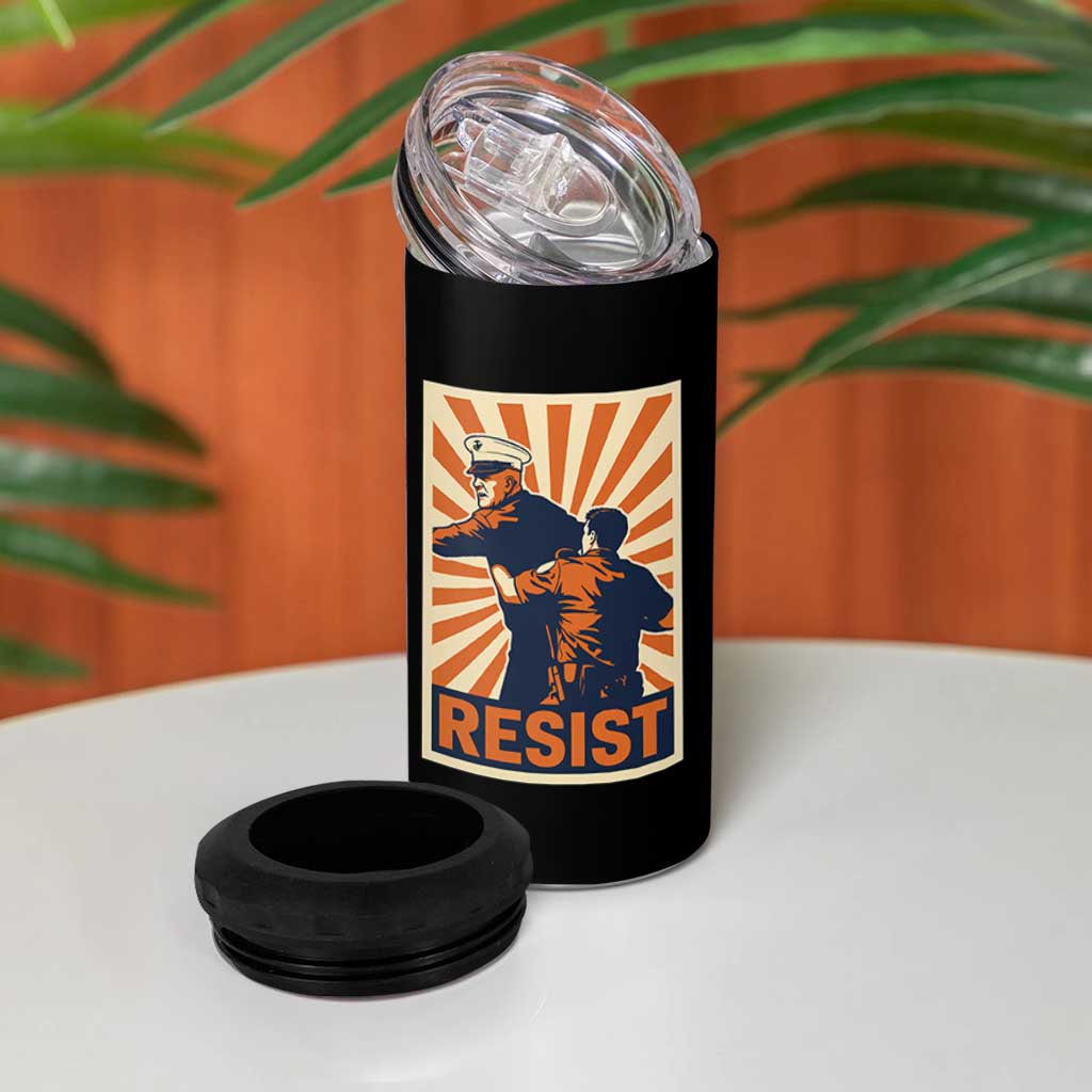 Resist Marine Veteran Political Protest 4 in 1 Can Cooler Tumbler America First Anti War
