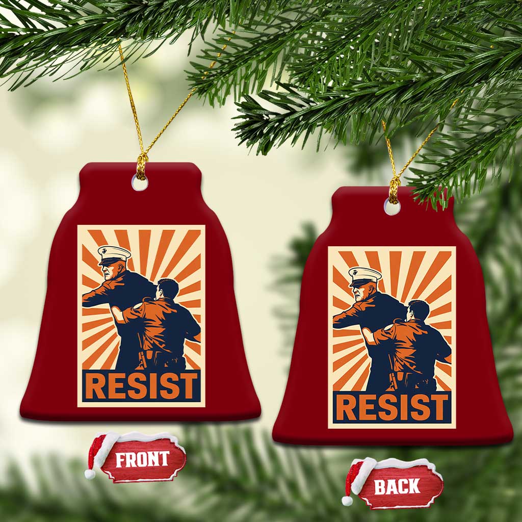 Resist Marine Veteran Political Protest Ceramic Ornament America First Anti War