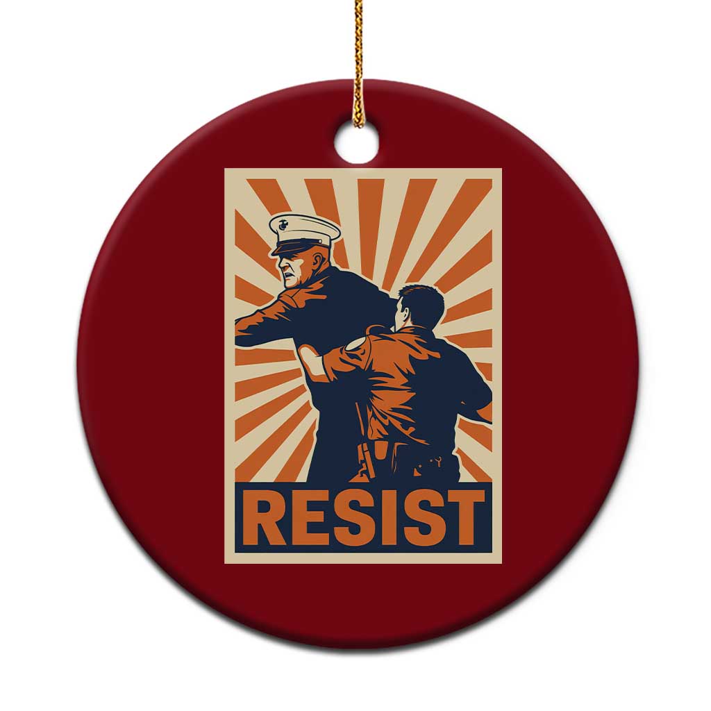 Resist Marine Veteran Political Protest Ceramic Ornament America First Anti War
