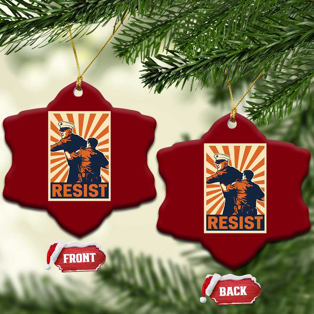 Resist Marine Veteran Political Protest Ceramic Ornament America First Anti War