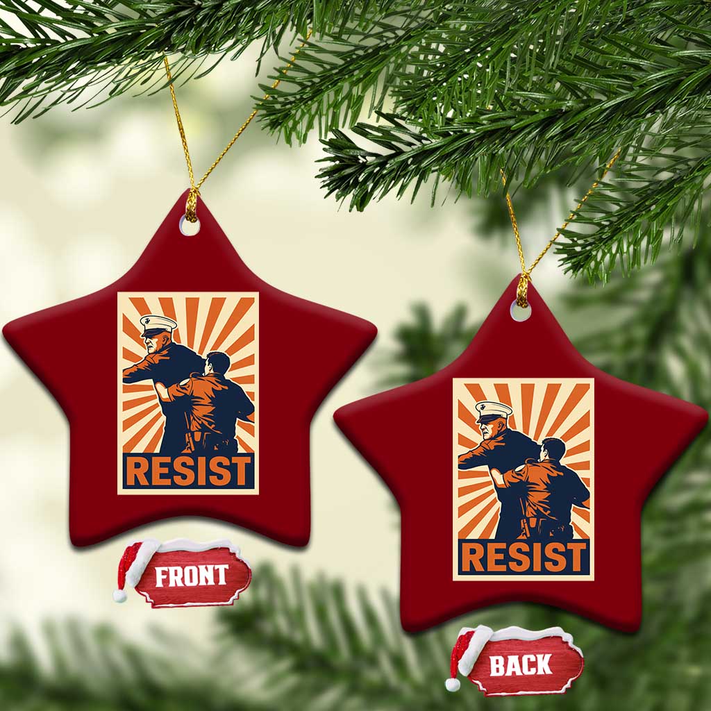 Resist Marine Veteran Political Protest Ceramic Ornament America First Anti War