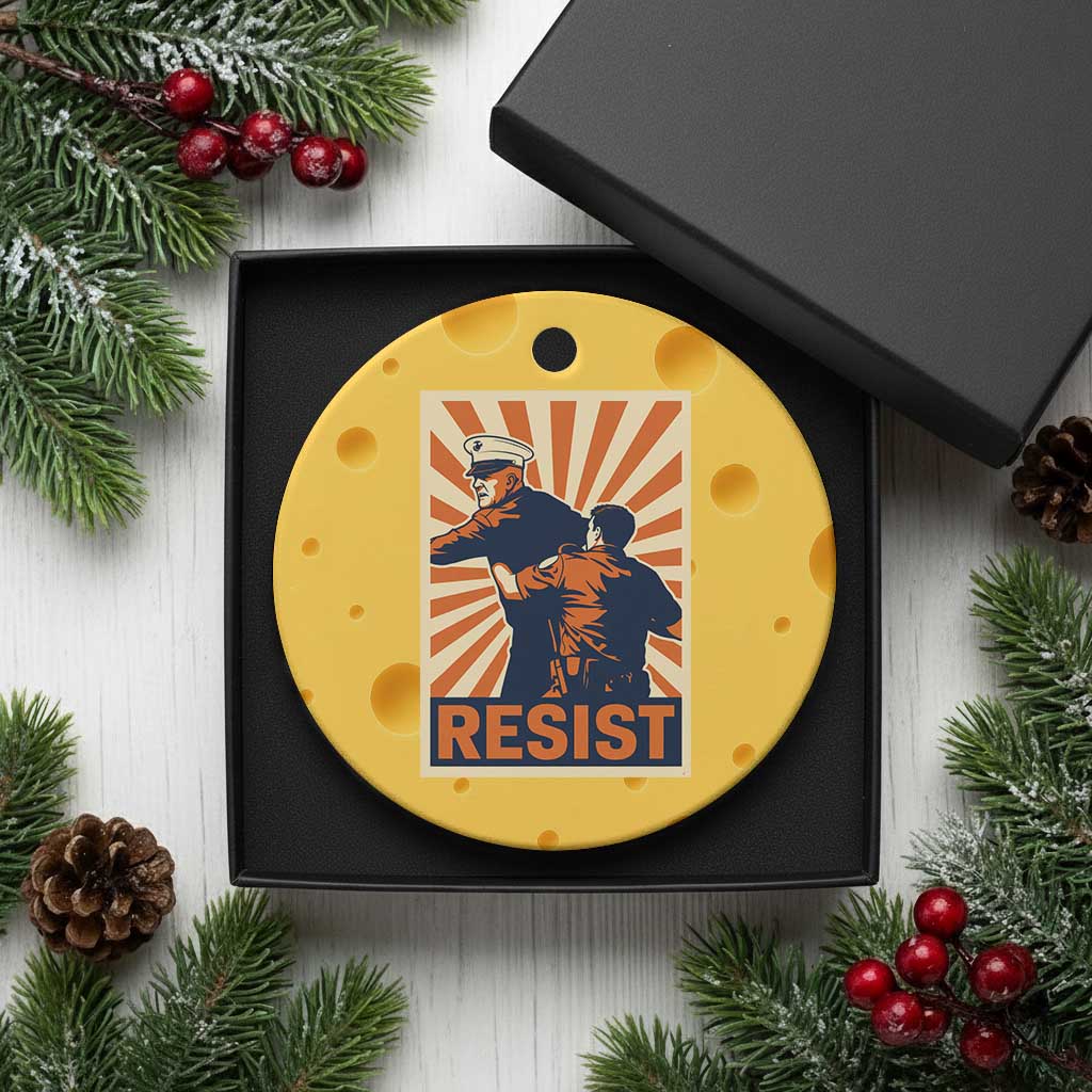 Resist Marine Veteran Political Protest Ceramic Ornament America First Anti War