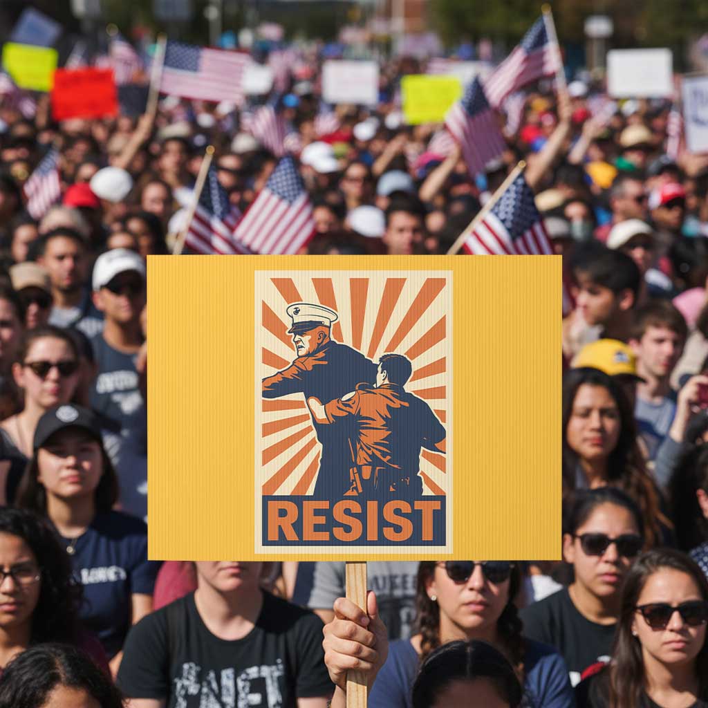 Resist Marine Veteran Political Protest Protest Sign America First Anti War
