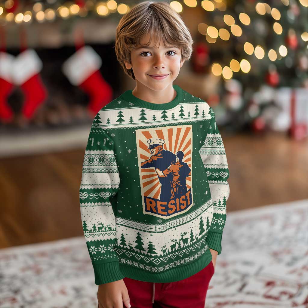 Resist Marine Veteran Political Protest Ugly Christmas Sweater America First Anti War