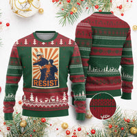 Resist Marine Veteran Political Protest Ugly Christmas Sweater America First Anti War