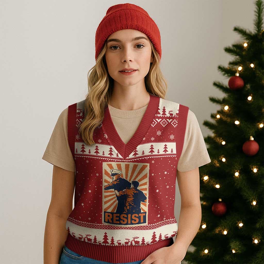 Resist Marine Veteran Political Protest V-Neck Knit Sweater Vest America First Anti War