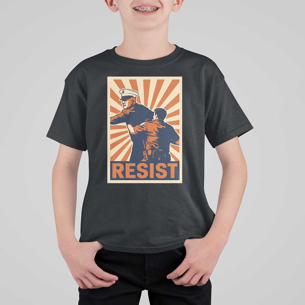 Resist Marine Veteran Political Protest T Shirt For Kid America First Anti War