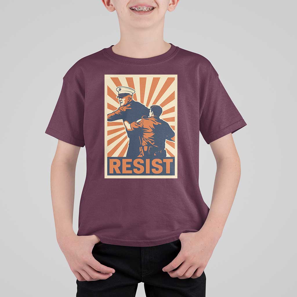 Resist Marine Veteran Political Protest T Shirt For Kid America First Anti War