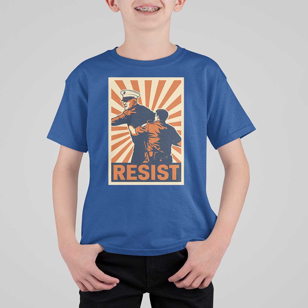 Resist Marine Veteran Political Protest T Shirt For Kid America First Anti War