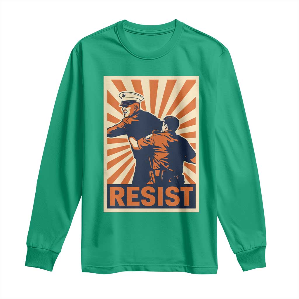 Resist Marine Veteran Political Protest Long Sleeve Shirt America First Anti War