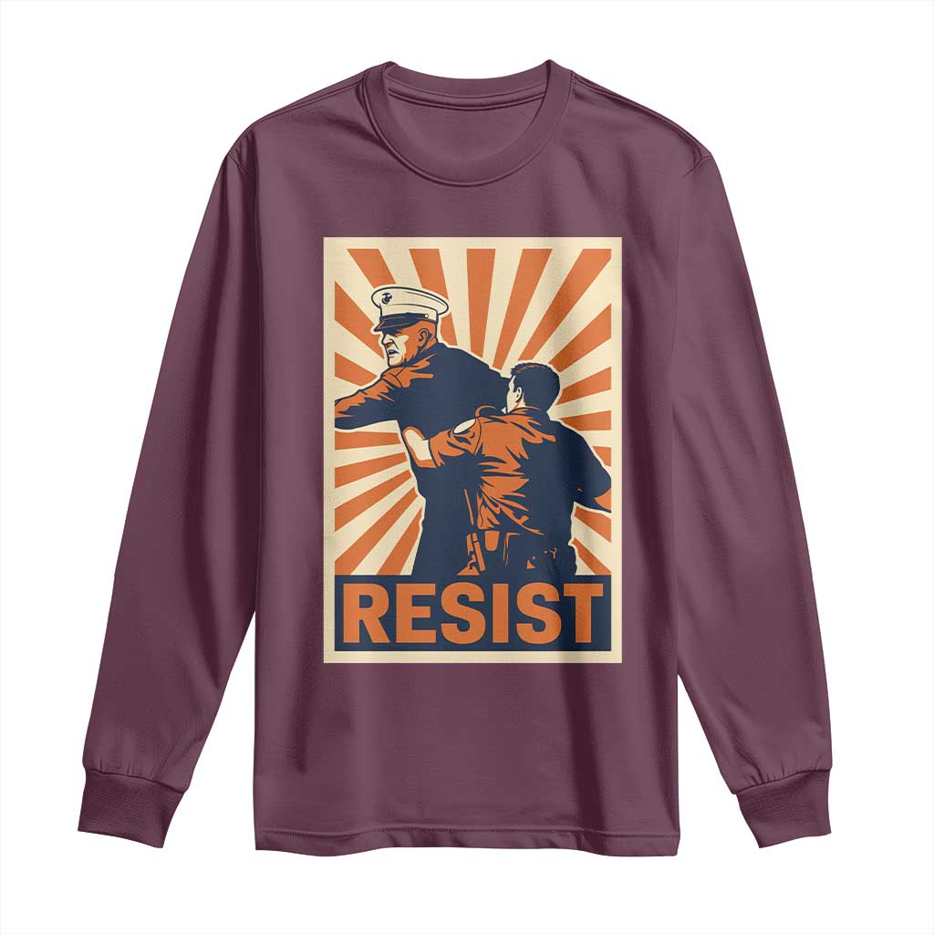 Resist Marine Veteran Political Protest Long Sleeve Shirt America First Anti War