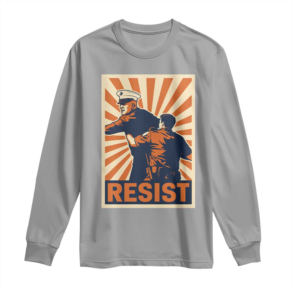 Resist Marine Veteran Political Protest Long Sleeve Shirt America First Anti War