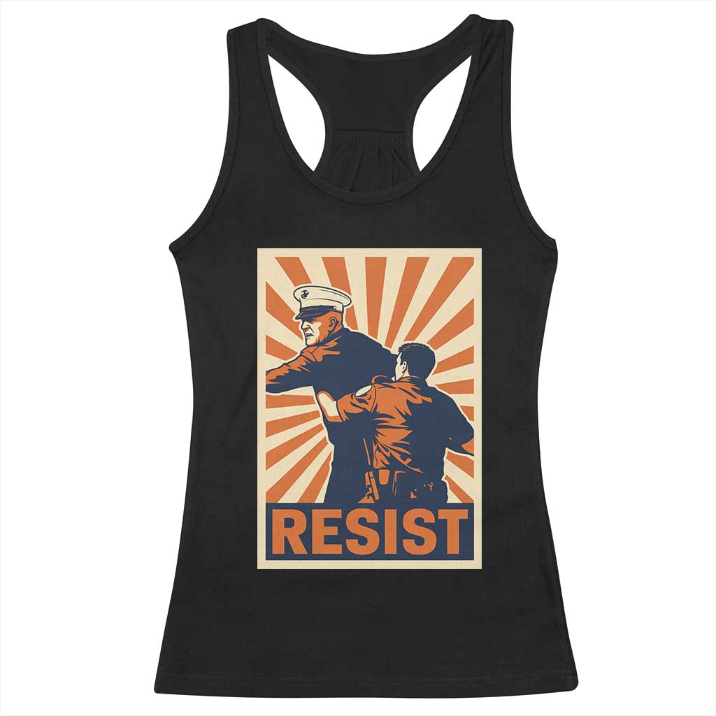 Resist Marine Veteran Political Protest Racerback Tank Top America First Anti War
