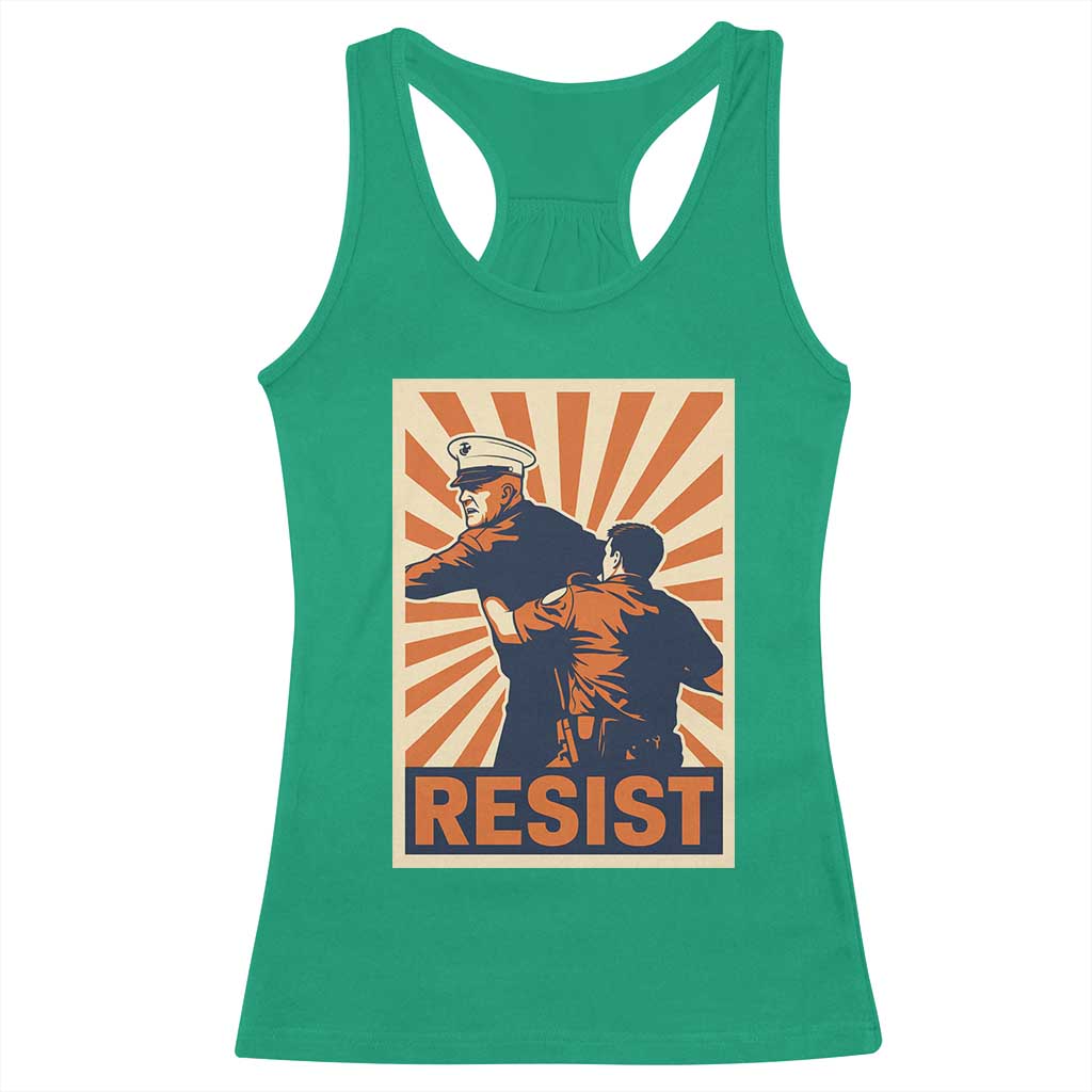 Resist Marine Veteran Political Protest Racerback Tank Top America First Anti War