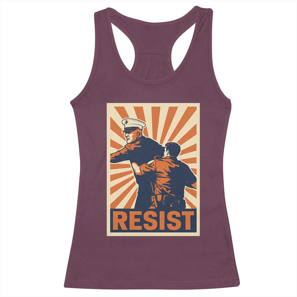 Resist Marine Veteran Political Protest Racerback Tank Top America First Anti War