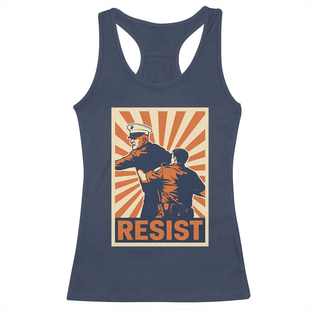 Resist Marine Veteran Political Protest Racerback Tank Top America First Anti War