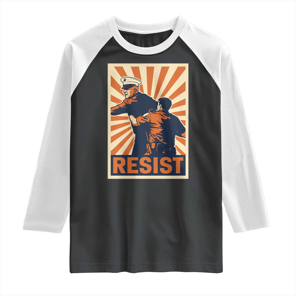 Resist Marine Veteran Political Protest Raglan Shirt America First Anti War