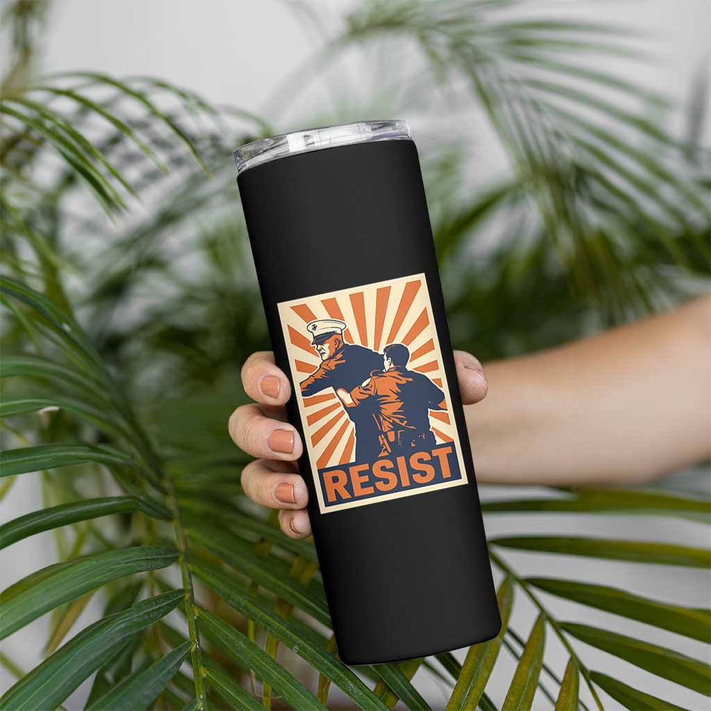 Resist Marine Veteran Political Protest Skinny Tumbler America First Anti War