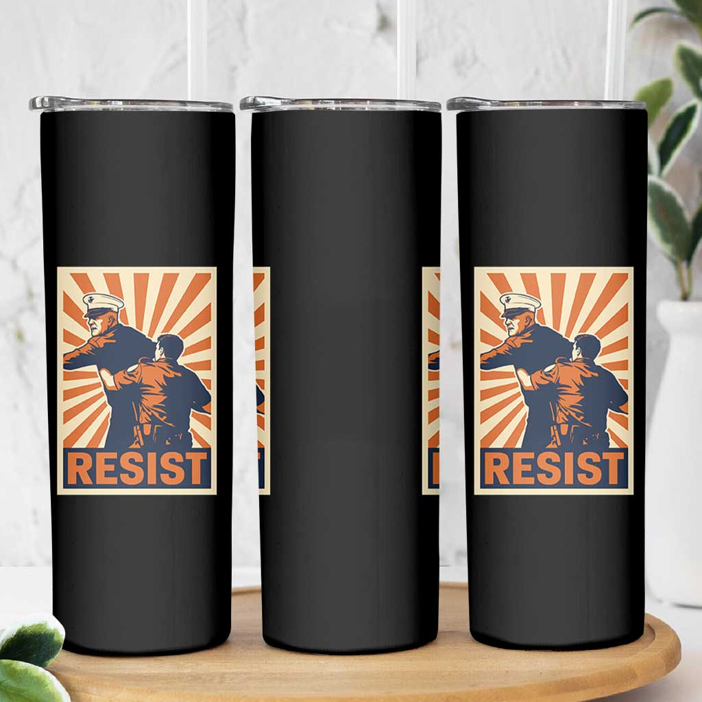 Resist Marine Veteran Political Protest Skinny Tumbler America First Anti War