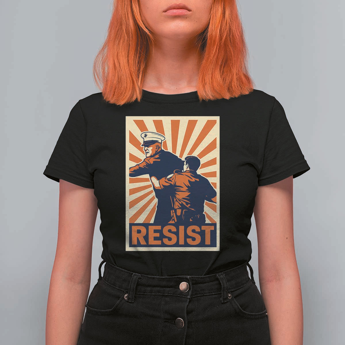 Resist Marine Veteran Political Protest T Shirt For Women America First Anti War