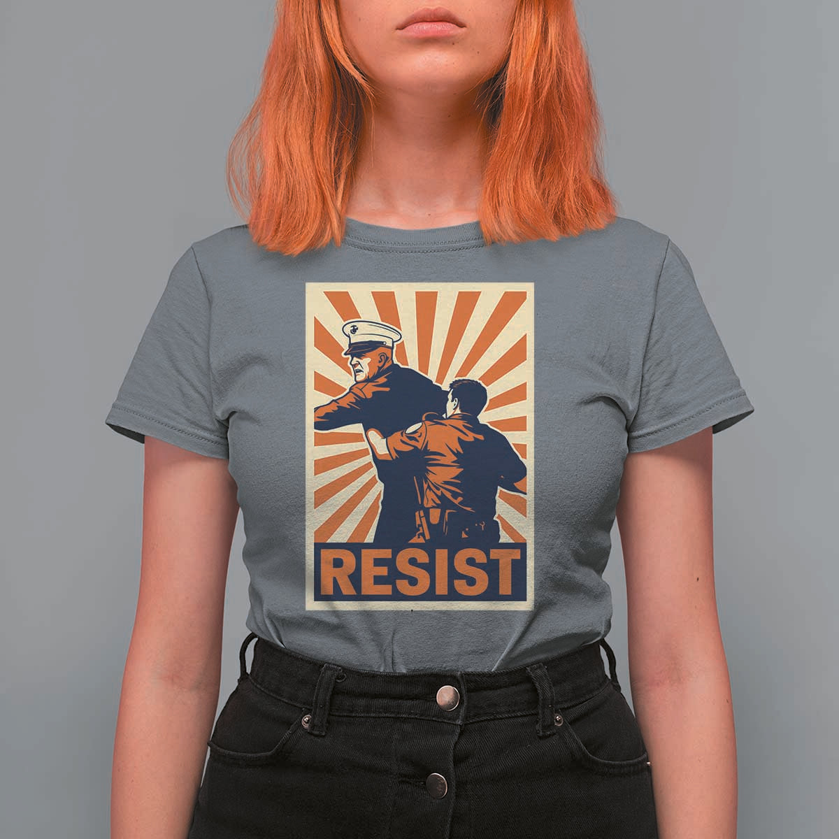 Resist Marine Veteran Political Protest T Shirt For Women America First Anti War