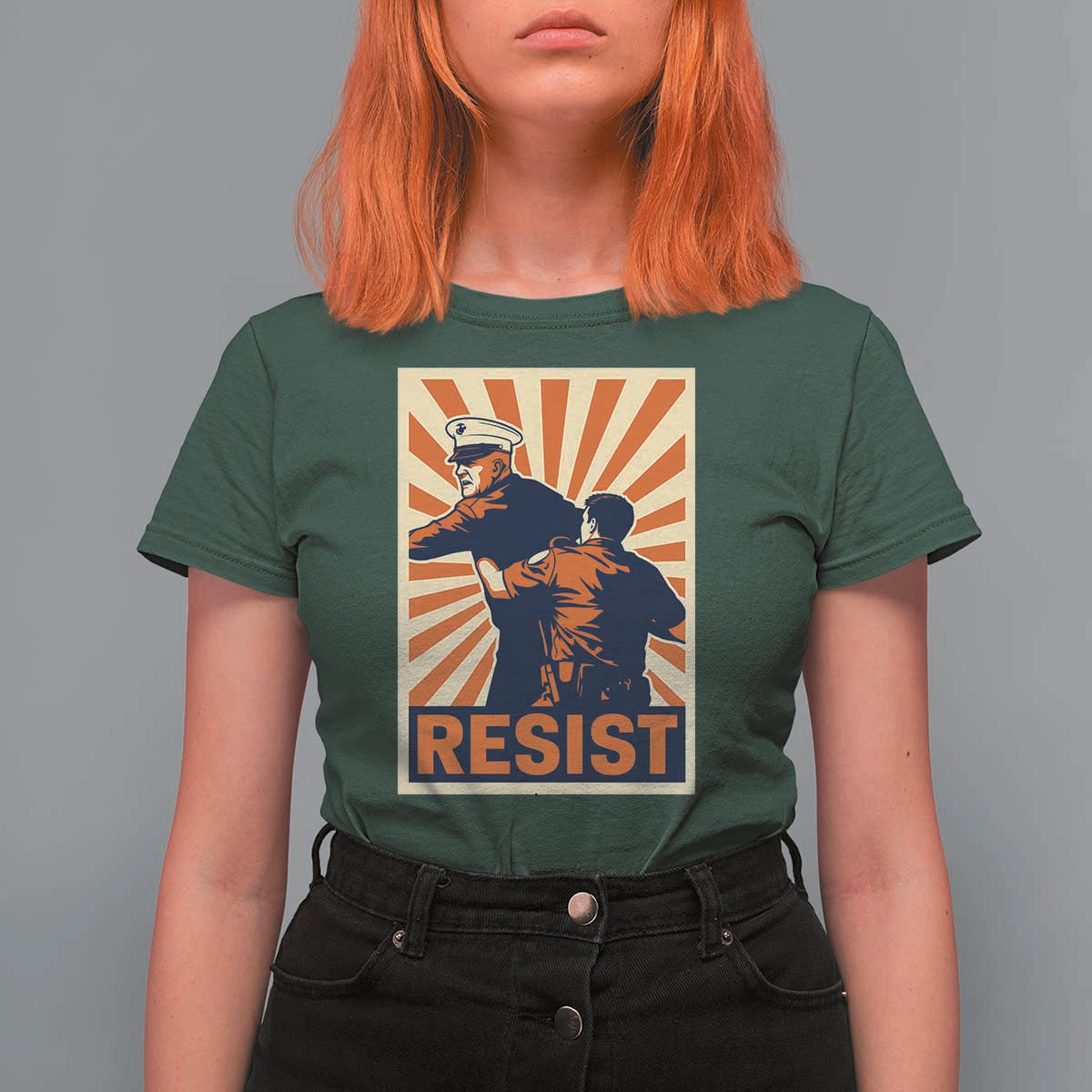Resist Marine Veteran Political Protest T Shirt For Women America First Anti War