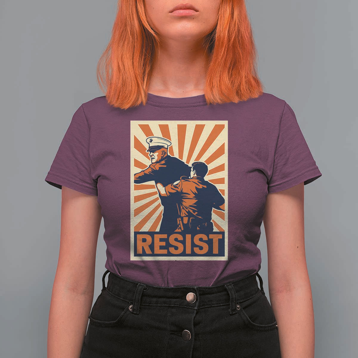 Resist Marine Veteran Political Protest T Shirt For Women America First Anti War