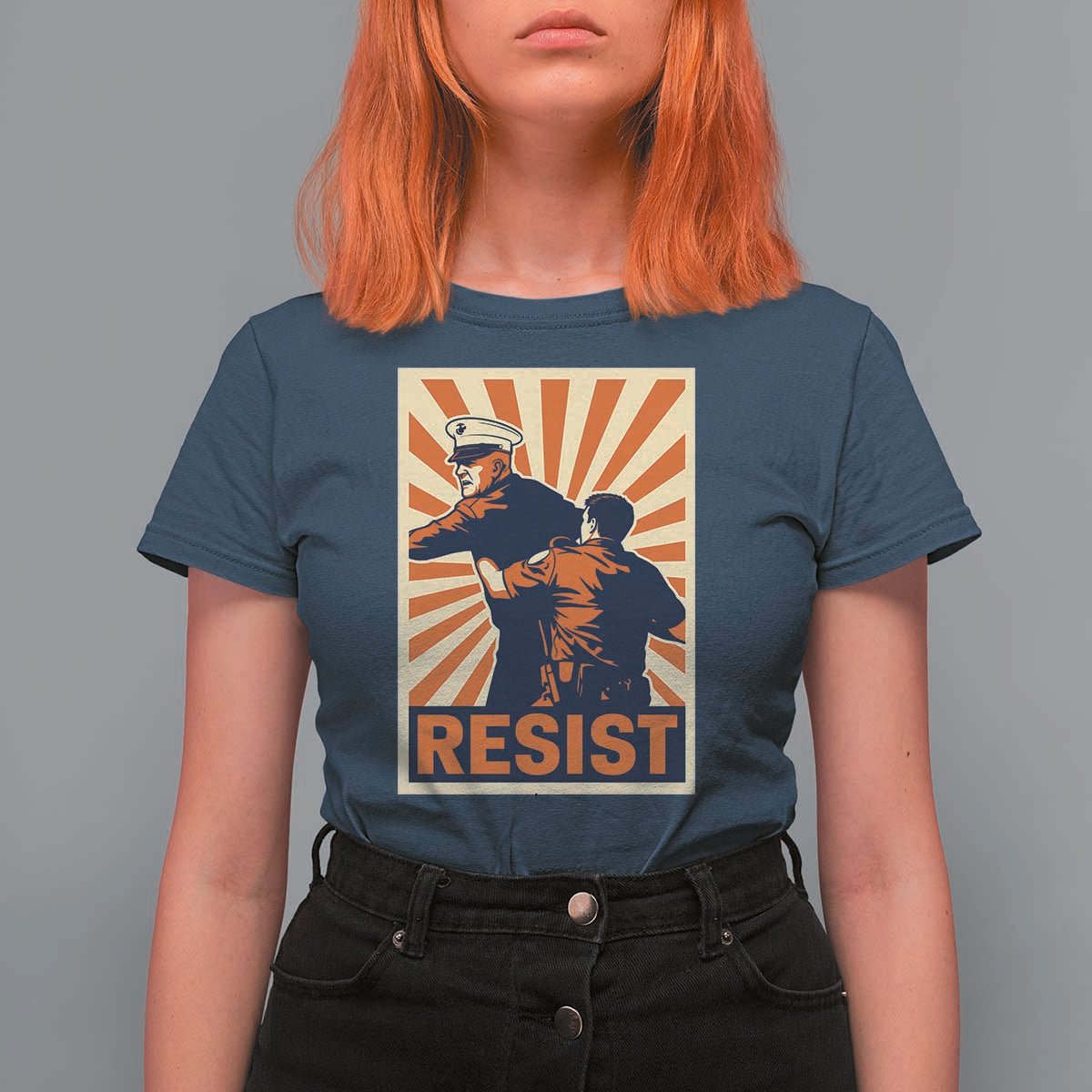 Resist Marine Veteran Political Protest T Shirt For Women America First Anti War
