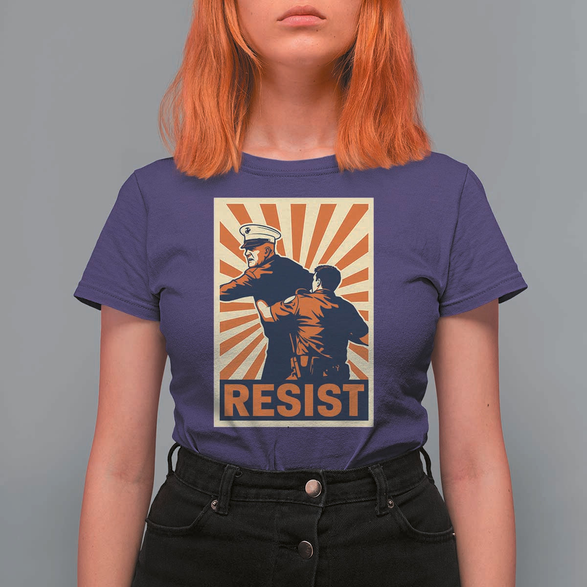 Resist Marine Veteran Political Protest T Shirt For Women America First Anti War