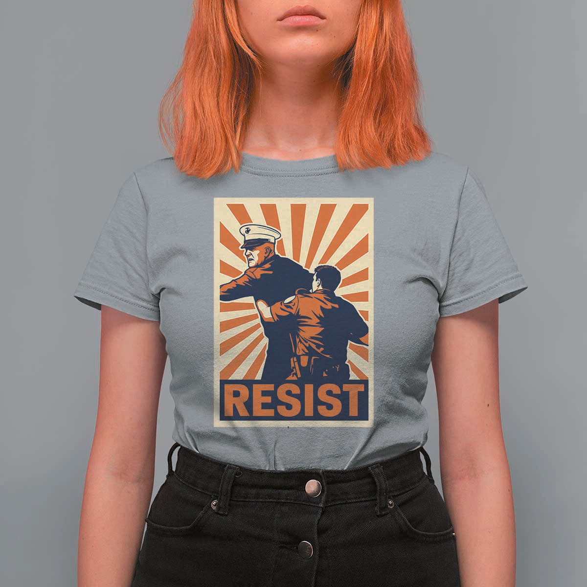 Resist Marine Veteran Political Protest T Shirt For Women America First Anti War