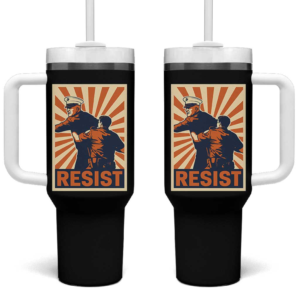 Resist Marine Veteran Political Protest Tumbler With Handle America First Anti War