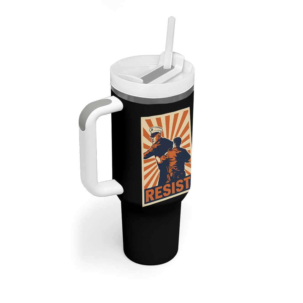 Resist Marine Veteran Political Protest Tumbler With Handle America First Anti War
