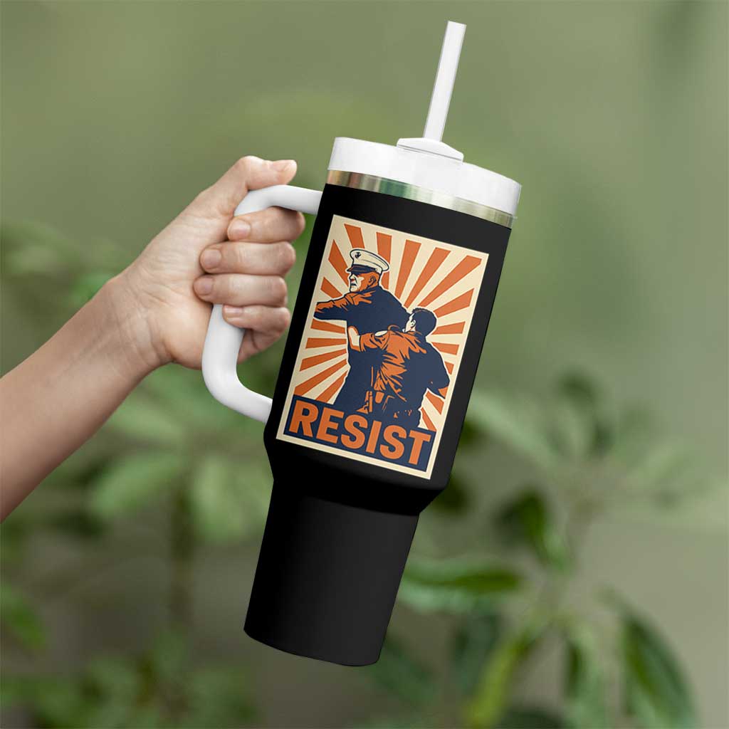 Resist Marine Veteran Political Protest Tumbler With Handle America First Anti War