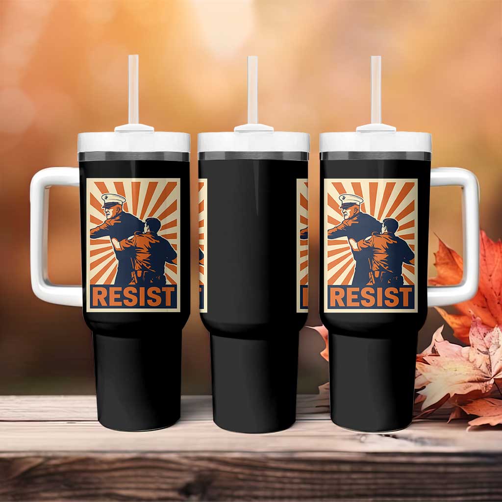 Resist Marine Veteran Political Protest Tumbler With Handle America First Anti War