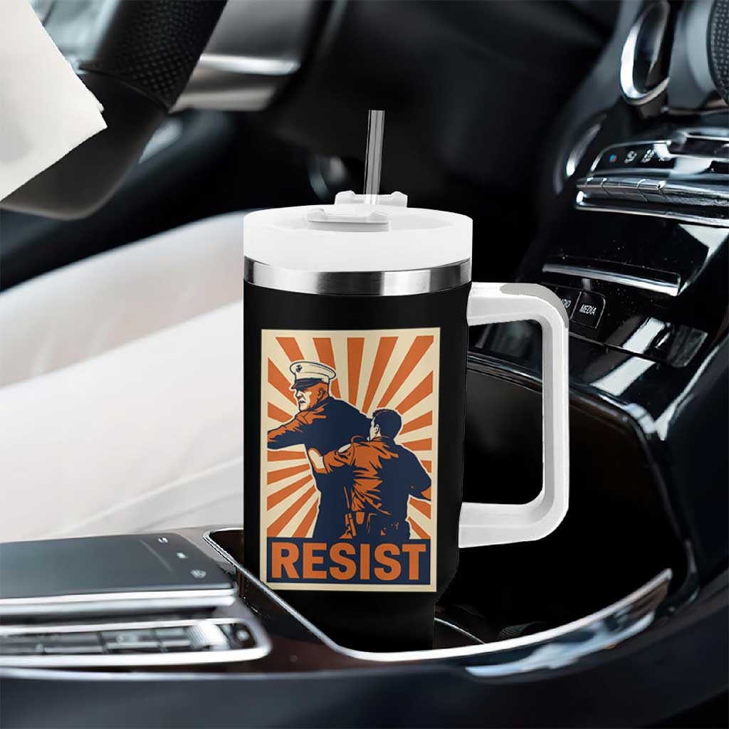 Resist Marine Veteran Political Protest Tumbler With Handle America First Anti War