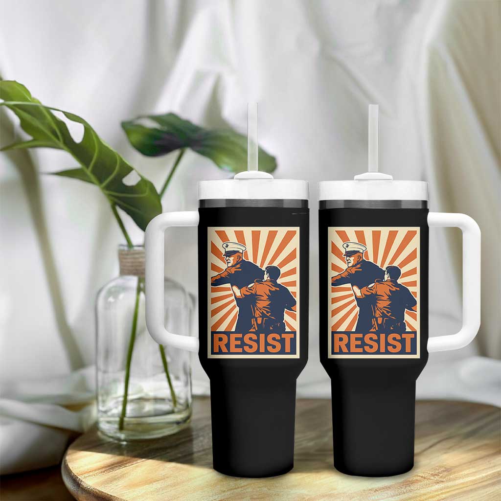 Resist Marine Veteran Political Protest Tumbler With Handle America First Anti War