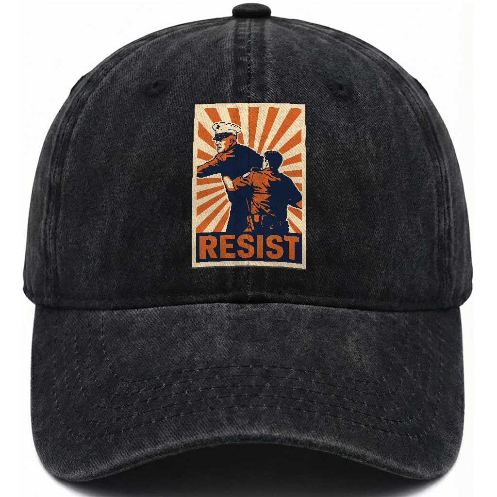 Resist Marine Veteran Political Protest Washed Cotton Baseball Cap America First Anti War