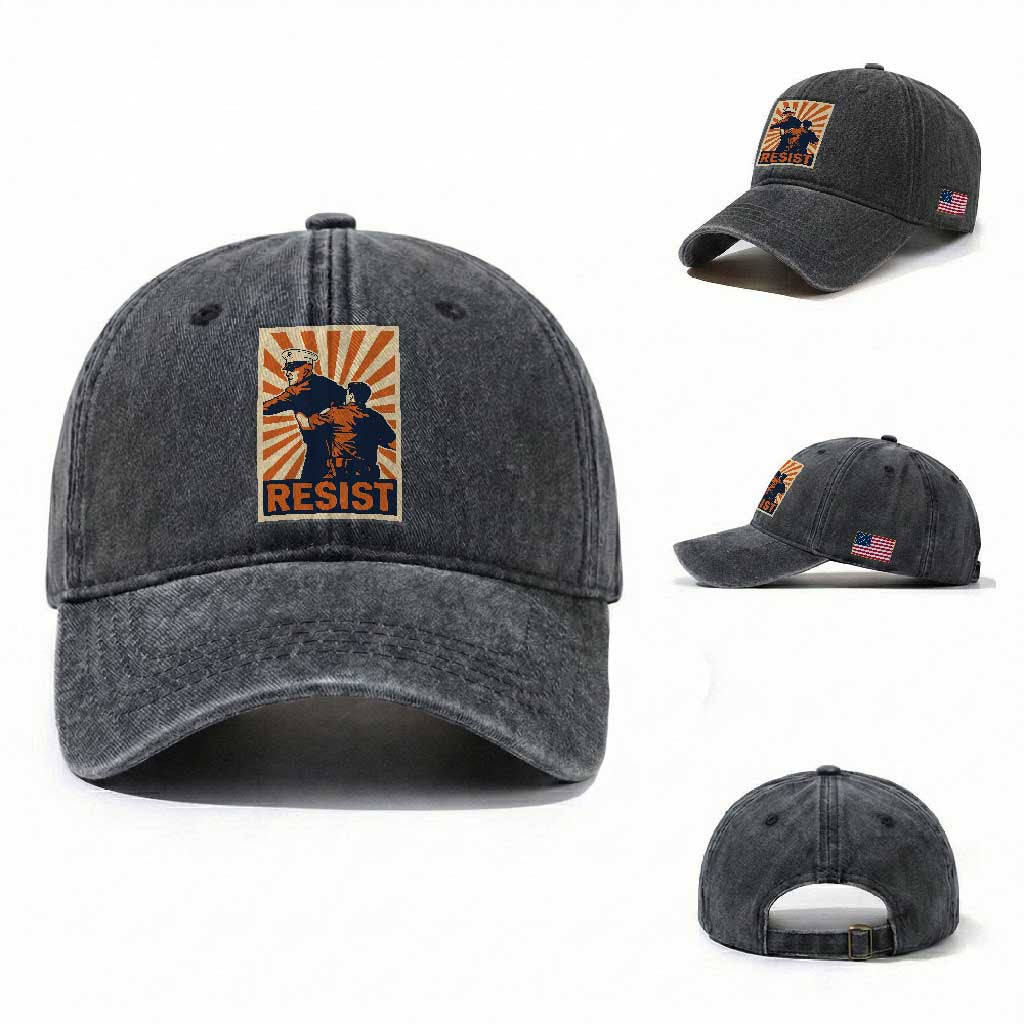 Resist Marine Veteran Political Protest Washed Cotton Baseball Cap America First Anti War