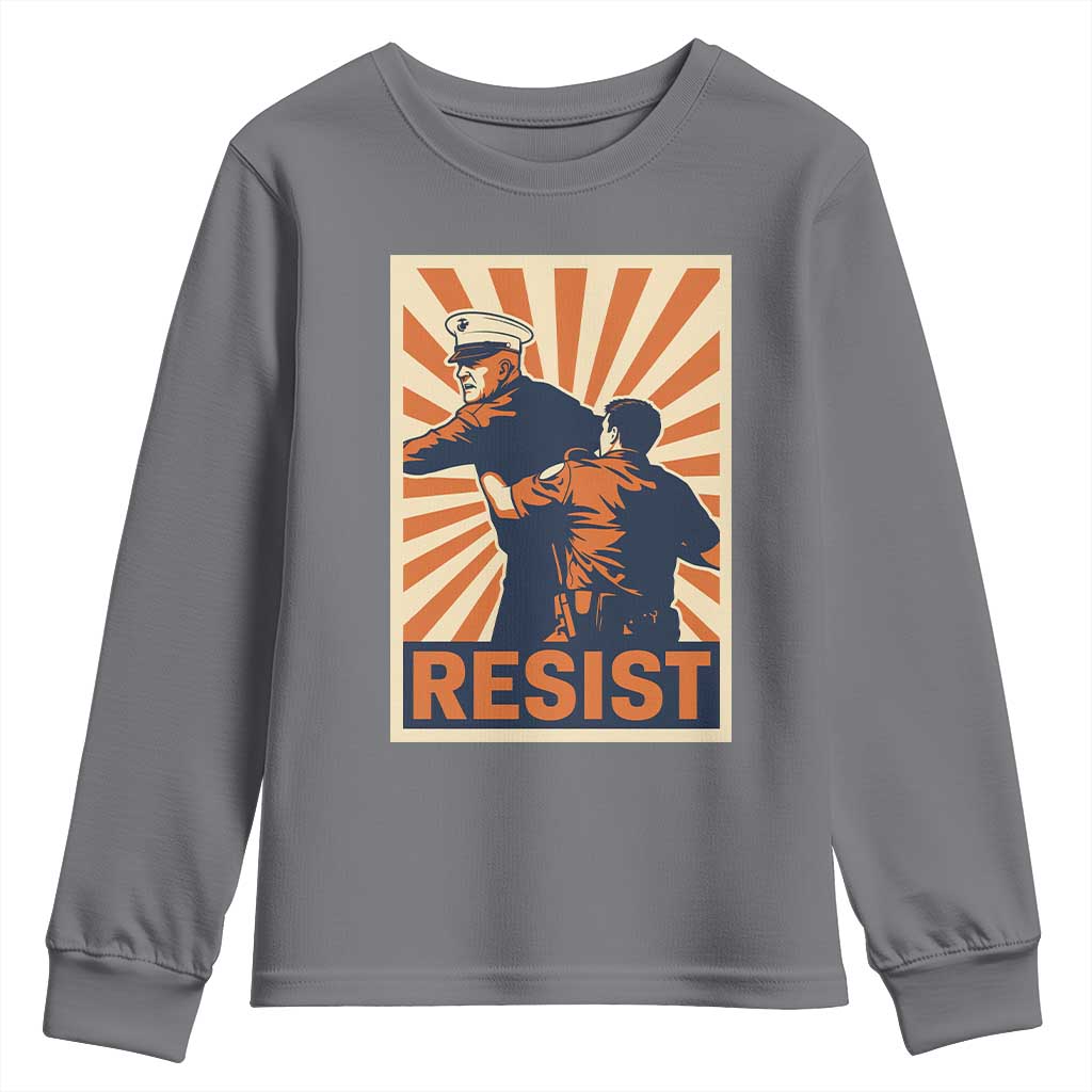 Resist Marine Veteran Political Protest Youth Sweatshirt America First Anti War