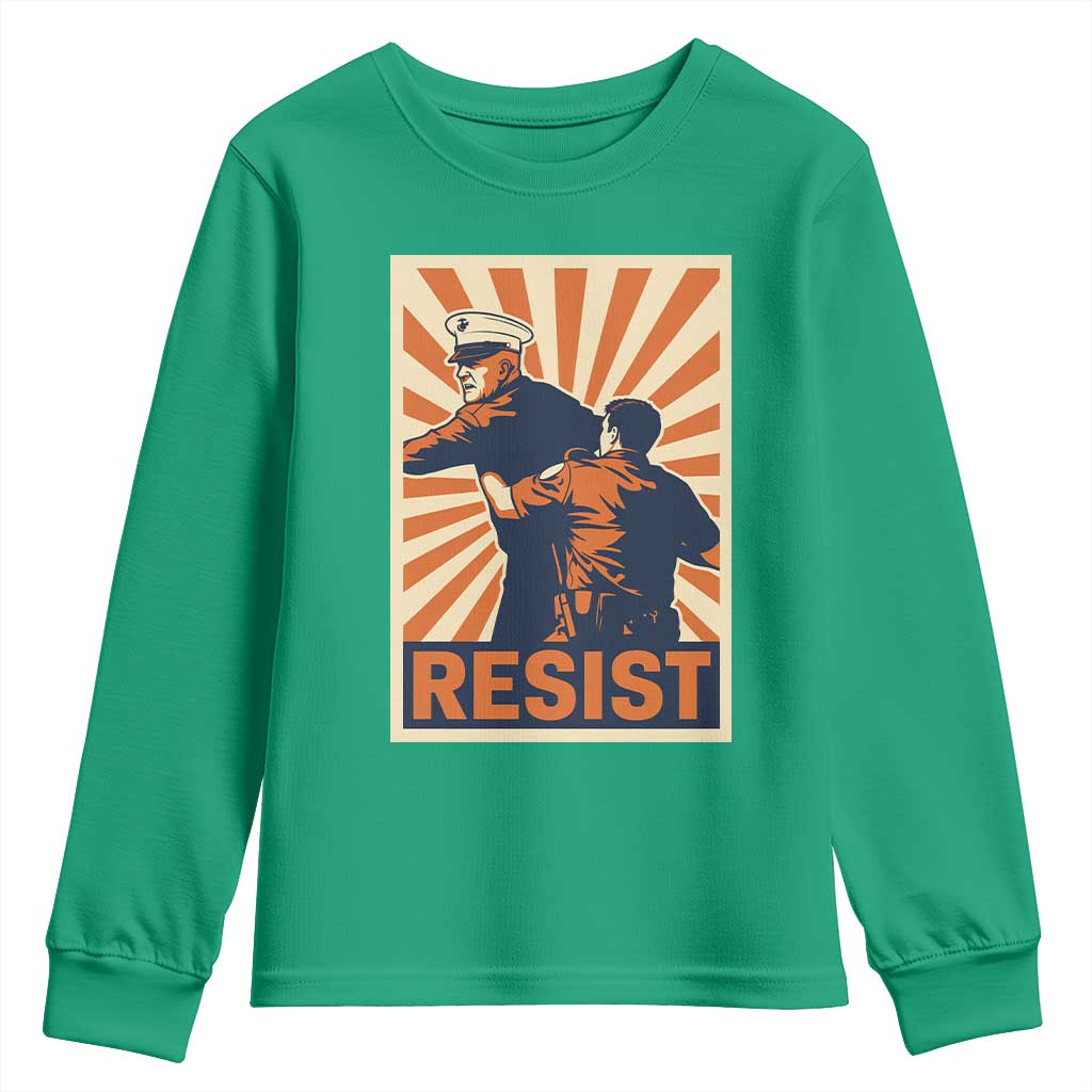 Resist Marine Veteran Political Protest Youth Sweatshirt America First Anti War