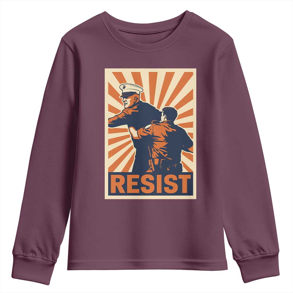 Resist Marine Veteran Political Protest Youth Sweatshirt America First Anti War