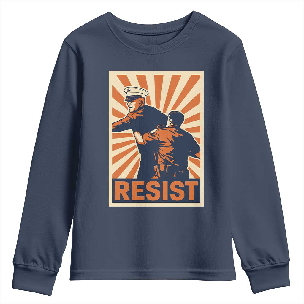 Resist Marine Veteran Political Protest Youth Sweatshirt America First Anti War