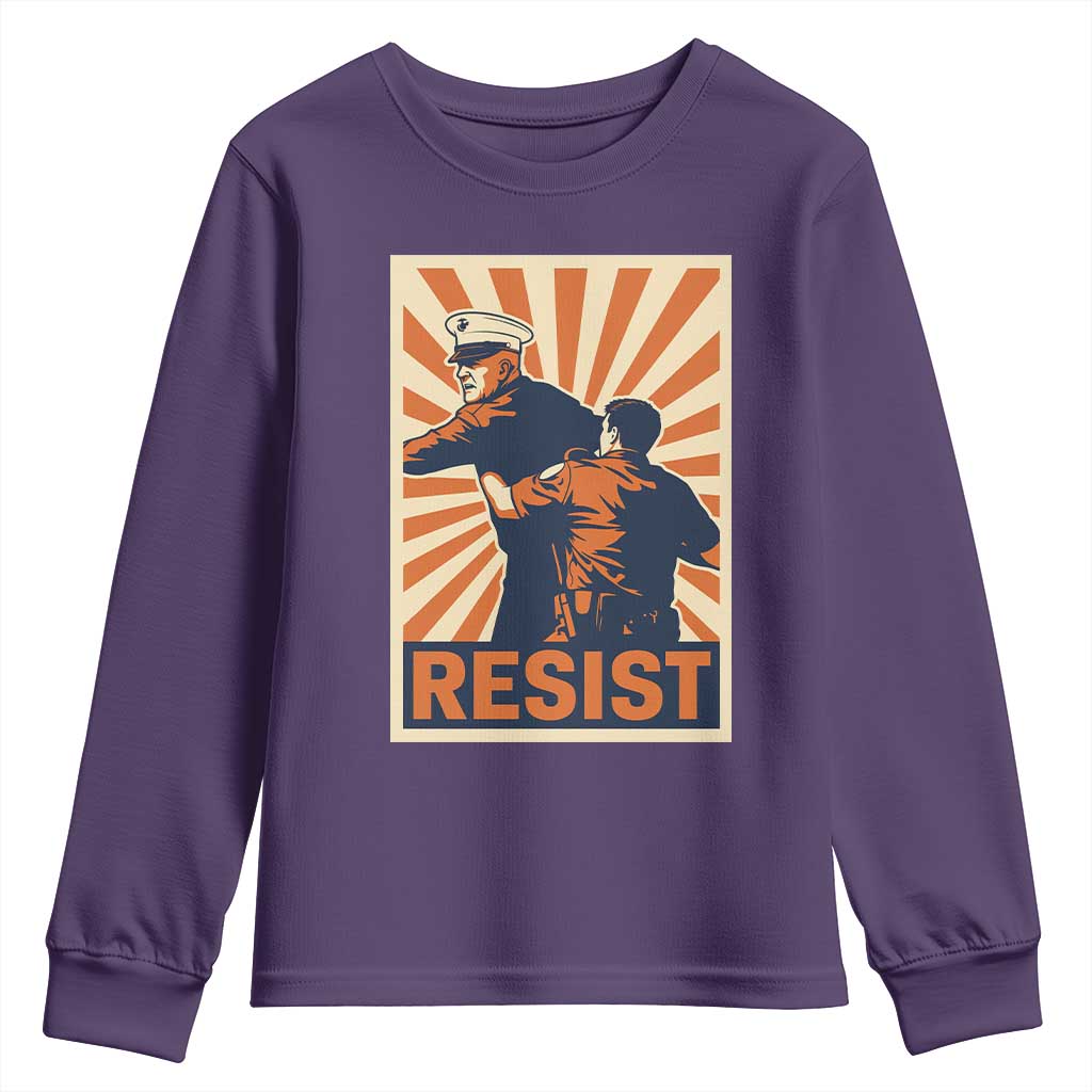 Resist Marine Veteran Political Protest Youth Sweatshirt America First Anti War