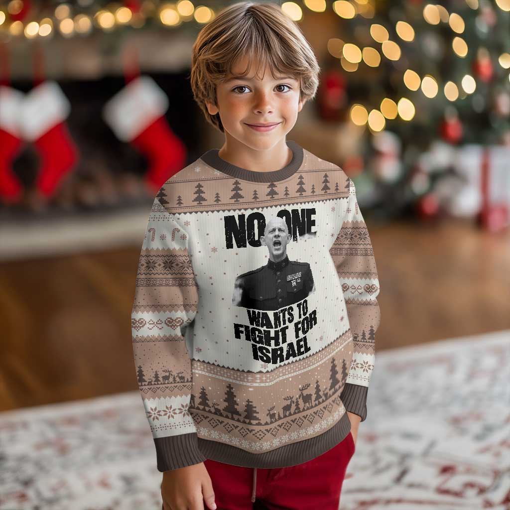 No One Wants To Fight For Israel Marine Veteran Statement Ugly Christmas Sweater America First Freedom Anti War