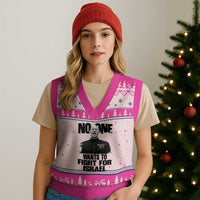 No One Wants To Fight For Israel Marine Veteran Statement V-Neck Knit Sweater Vest America First Freedom Anti War