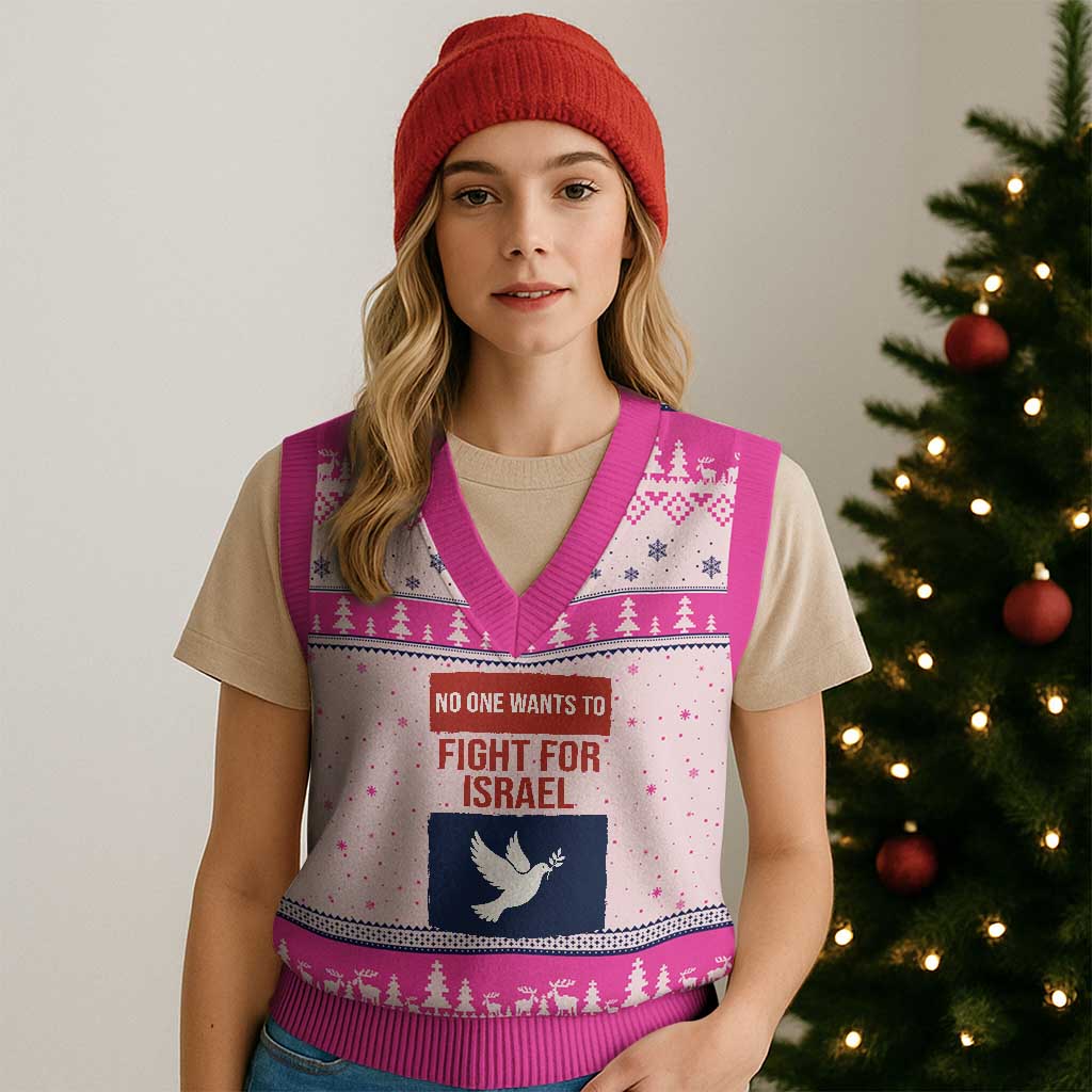 No One Wants To Fight For Israel Dove V-Neck Knit Sweater Vest Peace Freedom Supporter Anti War